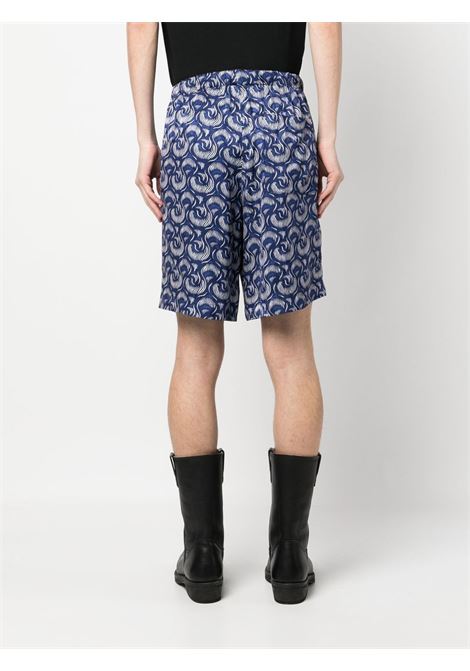 Blue graphic-print bermuda - men DRIES VAN NOTEN | 2310209186033504